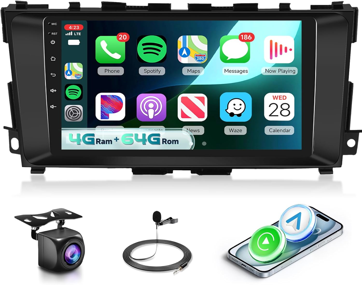 Car Stereo [4GB+64GB] for Nissan Altima (2013-2018), 9-Inch Touch Screen Car Radio Android 13 CarPlay Android Auto, BT5.0 WiFi GPS RDS FM EQ with Backup Camera