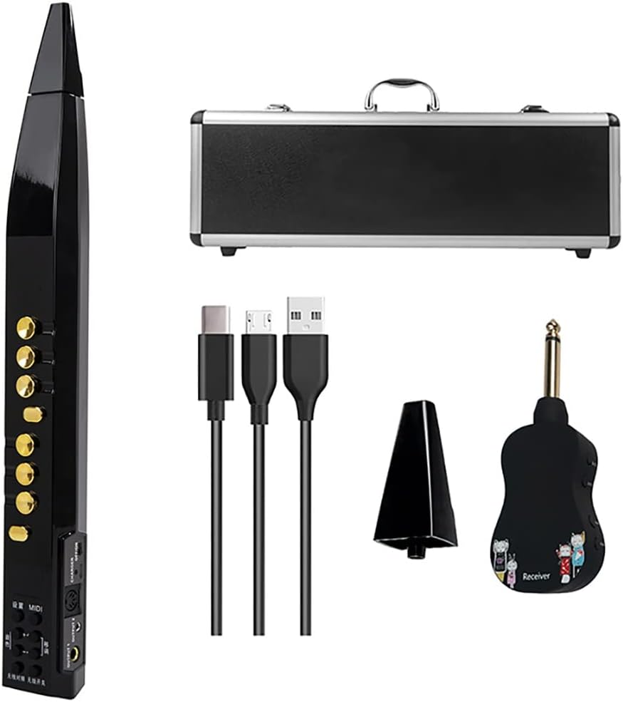 Mini Digital Saxophone Instrument 89 Kinds of Musical Instrument Tones, Electric Wind Instrument with LCD Display Speaker, 2200mAh Built-in Rechargeable Battery, Electron,Black