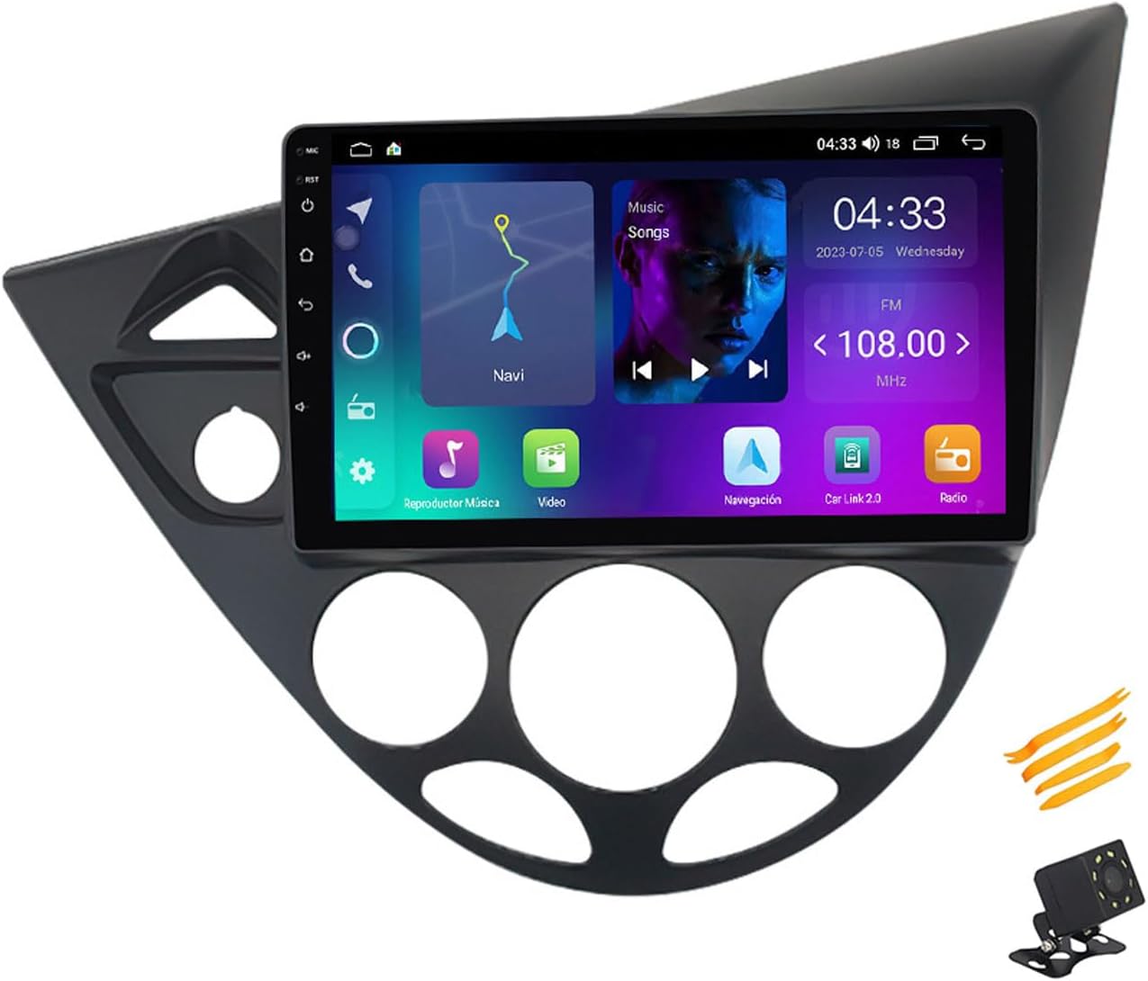 Android 13 Car Stereo Bluetooth Car Play 2 DIN Touch Screen Compatible with Ford Focus Fiesta 1998~2004 9in QLED Display Car Radio with Navigation Android Auto FM RDS SWC,4 Core NF1 1G+32G