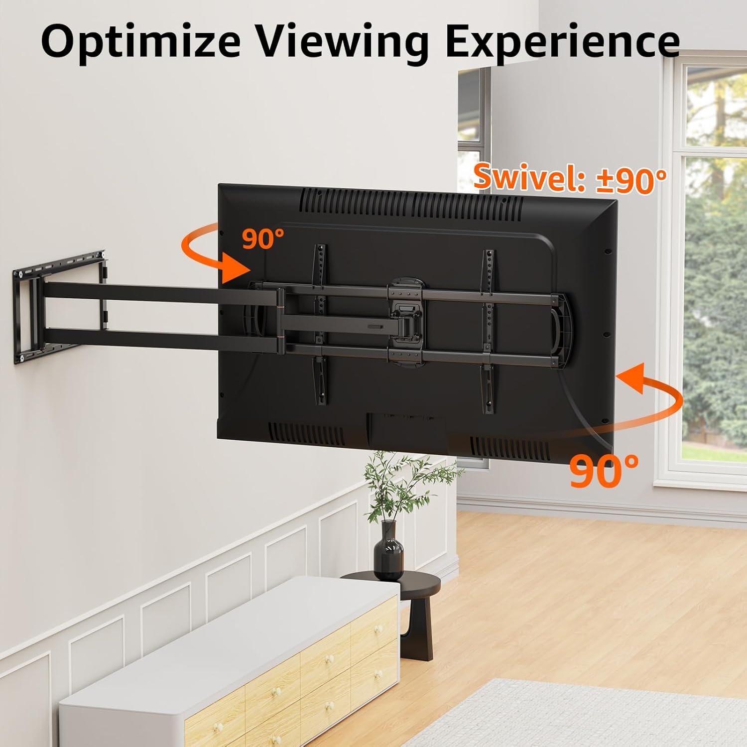 ELIVED Long Extension TV Mount for Most 42-90 Inch tvs, Full Motion Wall Bracket with 40.4 inch Long Arm Articulating TV Wall Mount, Max VESA 800x400mm, Holds up to 150lbs, fits Wood Studs 12