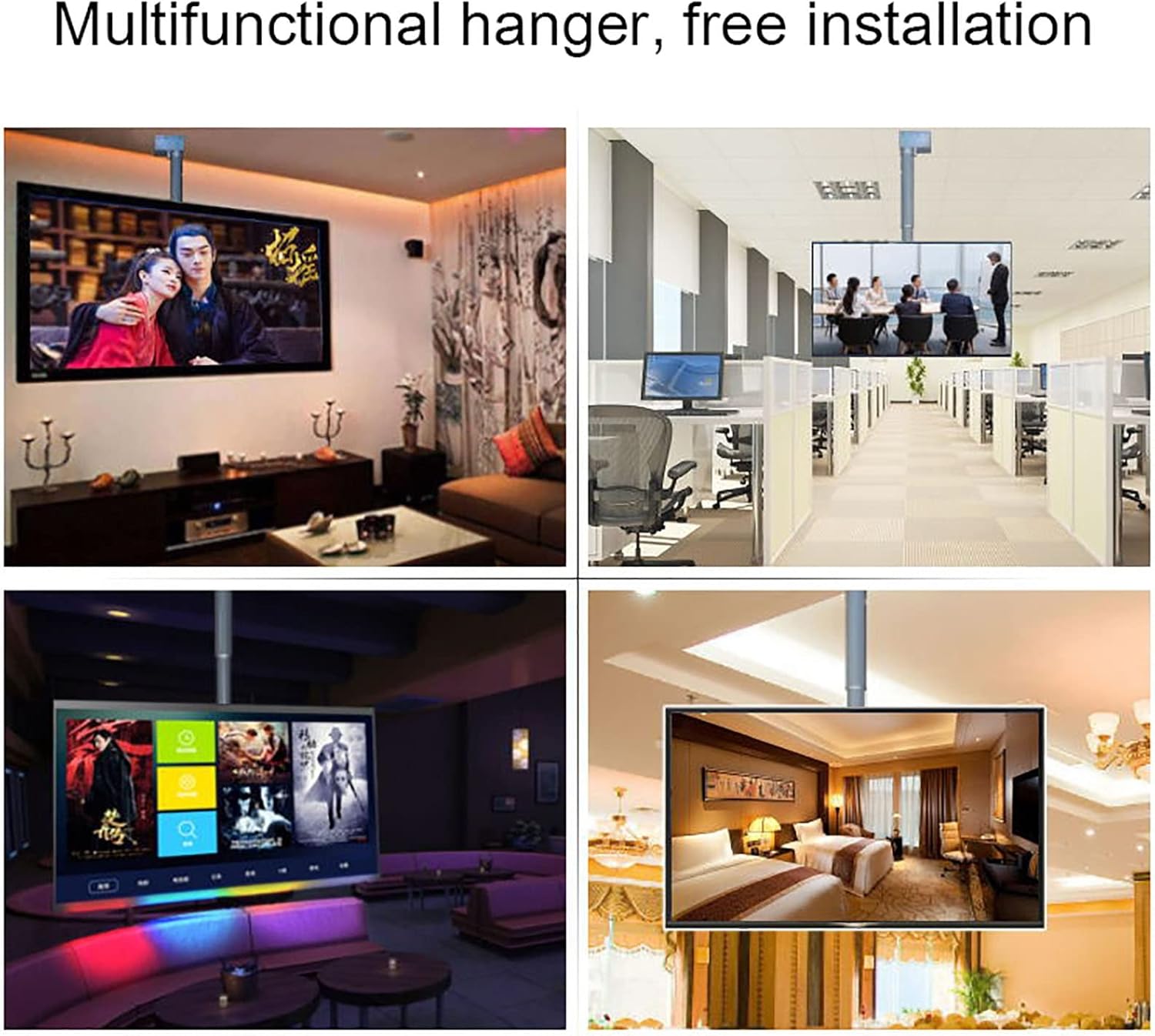 tv Wall Mount TV Mount,Electric Ceiling TV Stand,Motorized Ceiling TV Mount with Remote,90°Flip Down,Fits 26-70 Inch LED Screen TVs,Max VESA 400x400mm,130cm