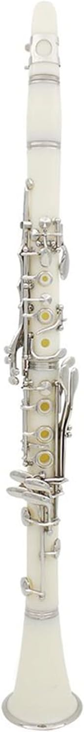 Clarinet Set 17-Key Clarinet B Flat Nickel-Plated Buttons Double-Barrel Metal Clarinet with Accessories Woodwind Musical Instrument White Professional Clarinet