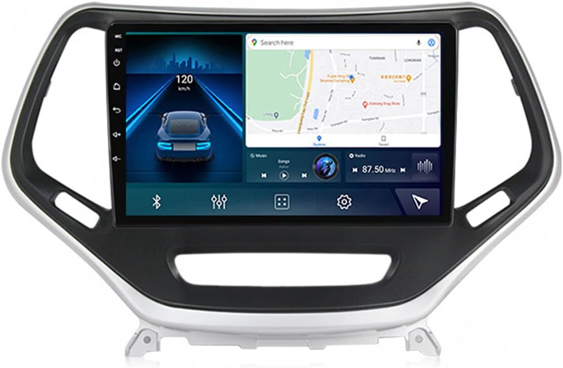 Double Din Car Stereo Audio Receiver for Jeep Cherokee 5 KL 2014-2018 with Carplay and Android Auto, 9-Inch Touchscreen with Backup Camera/SWC/Bluetooth 5.0/FM/RDS Radio