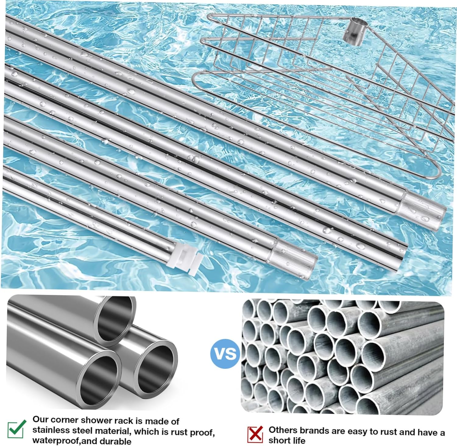 Ciieeo 4tier Bathroom Wall Mount Shelf Shower Shampoo Organizer Telescoping Shower Storage Rack