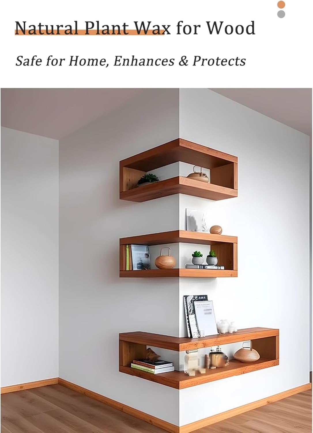 Solid Wood Corner Floating Shelf, Corner Shelf Wall Mounted, Wood Wall Display Shelves Storage Rack for Bedroom, Living Room, Home Office (39.4