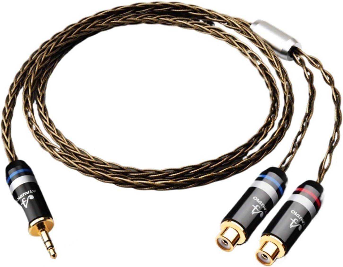 Audio Cable 3.5mm to 2RCA Cord for Speaker Amplifier Hi-end OCC Silver-Plated 3.5 Jack to 2RCA Female Connector Cable(0.75m)