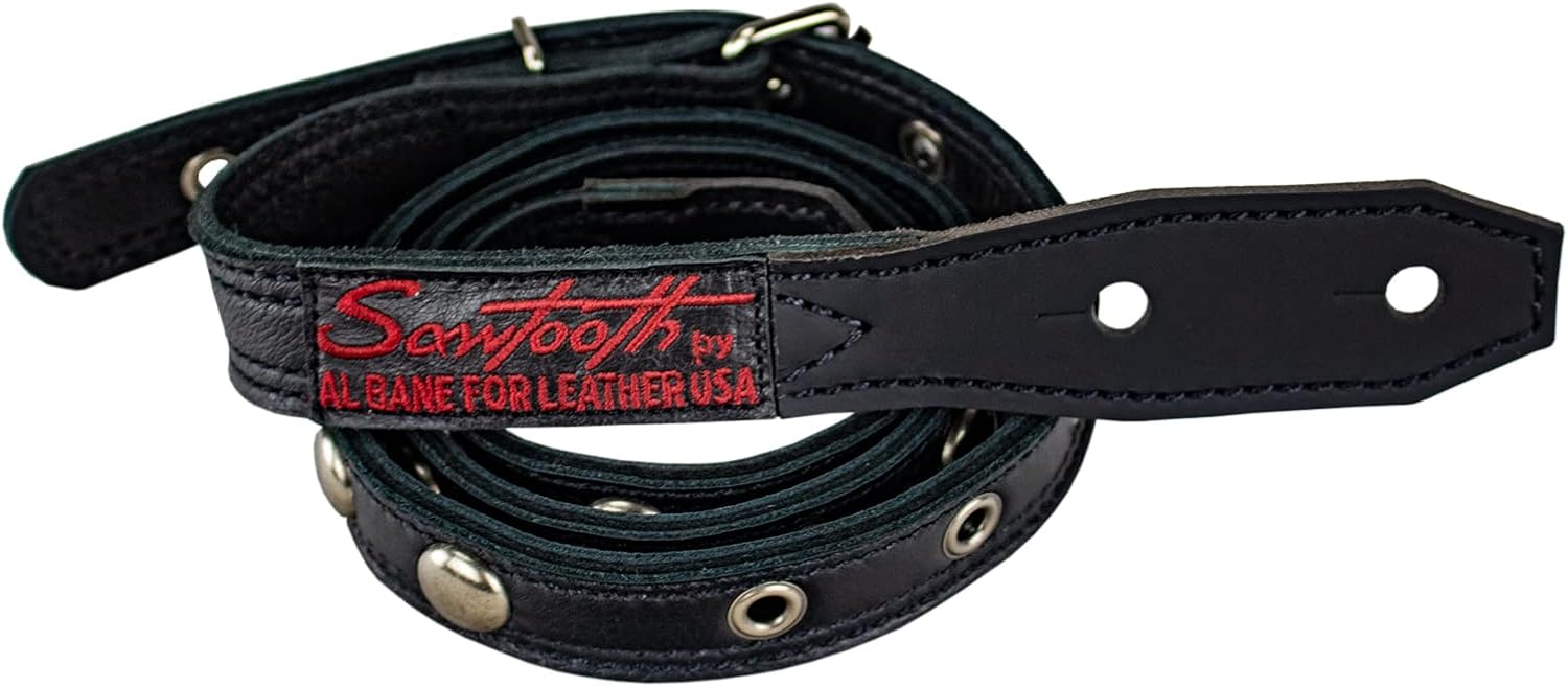 Sawtooth Distressed Nickel 1” Wide Leather Guitar Strap Hand Crafted in The U.S.A. (ST