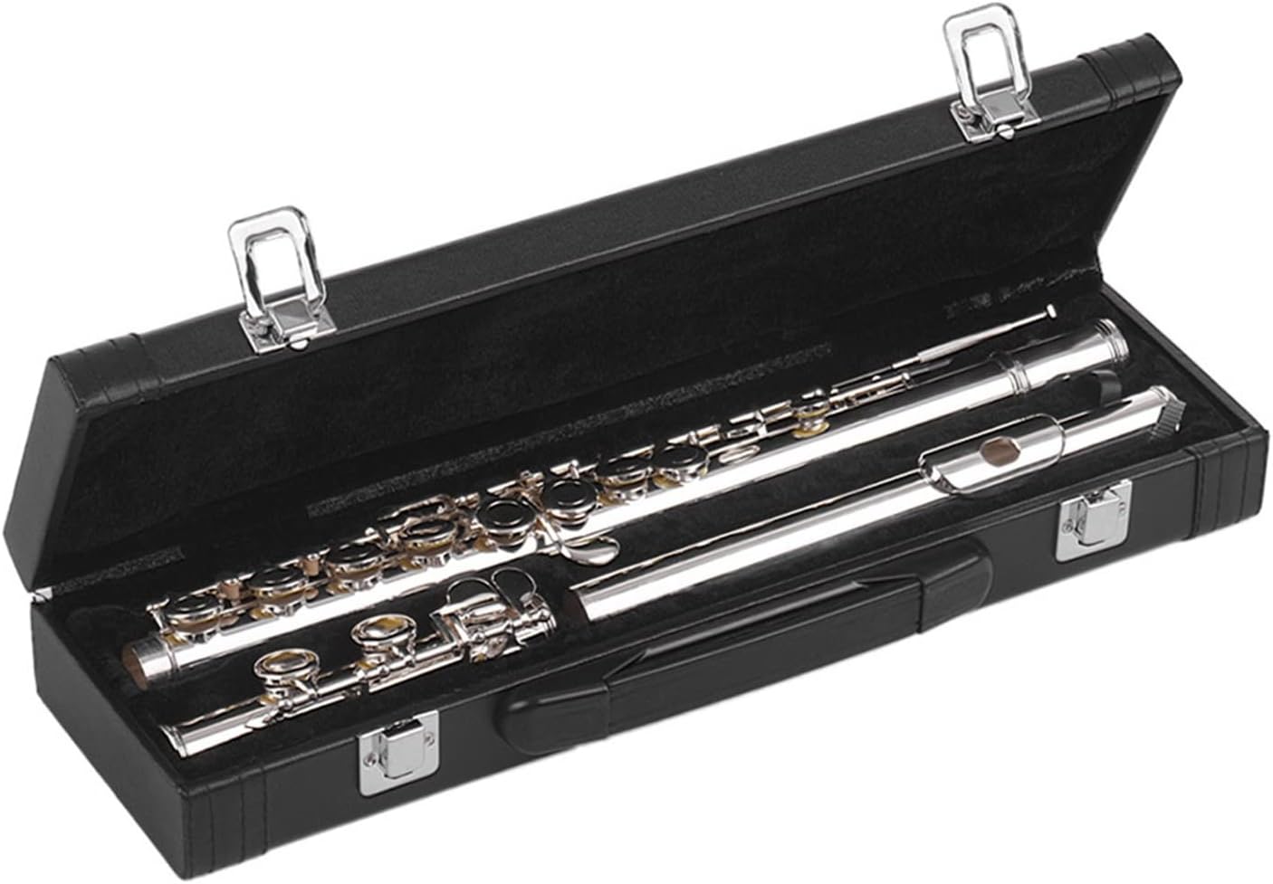 ZUZU 16 Hole Closed Hole Flute C Key Concert Flute Cupronickel Silver- Plated Belt Cleaning Cloth Rod Gloves Woodwind Instrument Beginners Flute