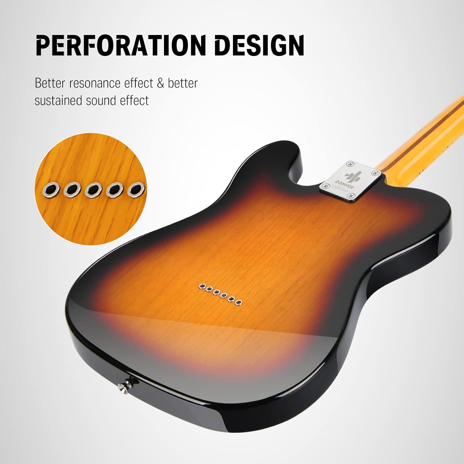 Donner 39 Inch Jazz Electric Guitar TL Thinline F Hole Beginner Full Size Hollow Guitar with H-H Pickups,Bag, Strap, Cable,Sunburst(DJC-1000S)