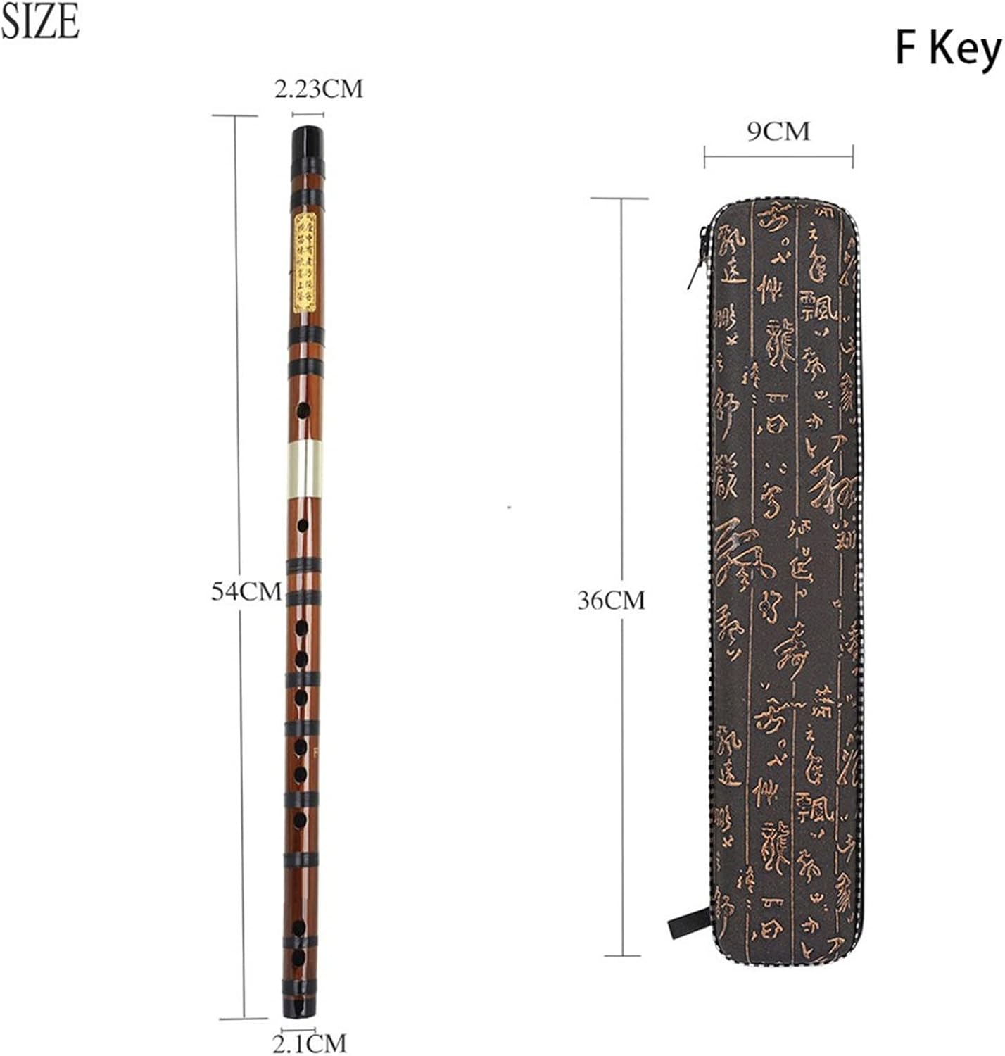 Bamboo Flute Traditional Woodwind Instrument C D E F G Key Chinese Transverse Flute Dizi with Case (Color : F Key)