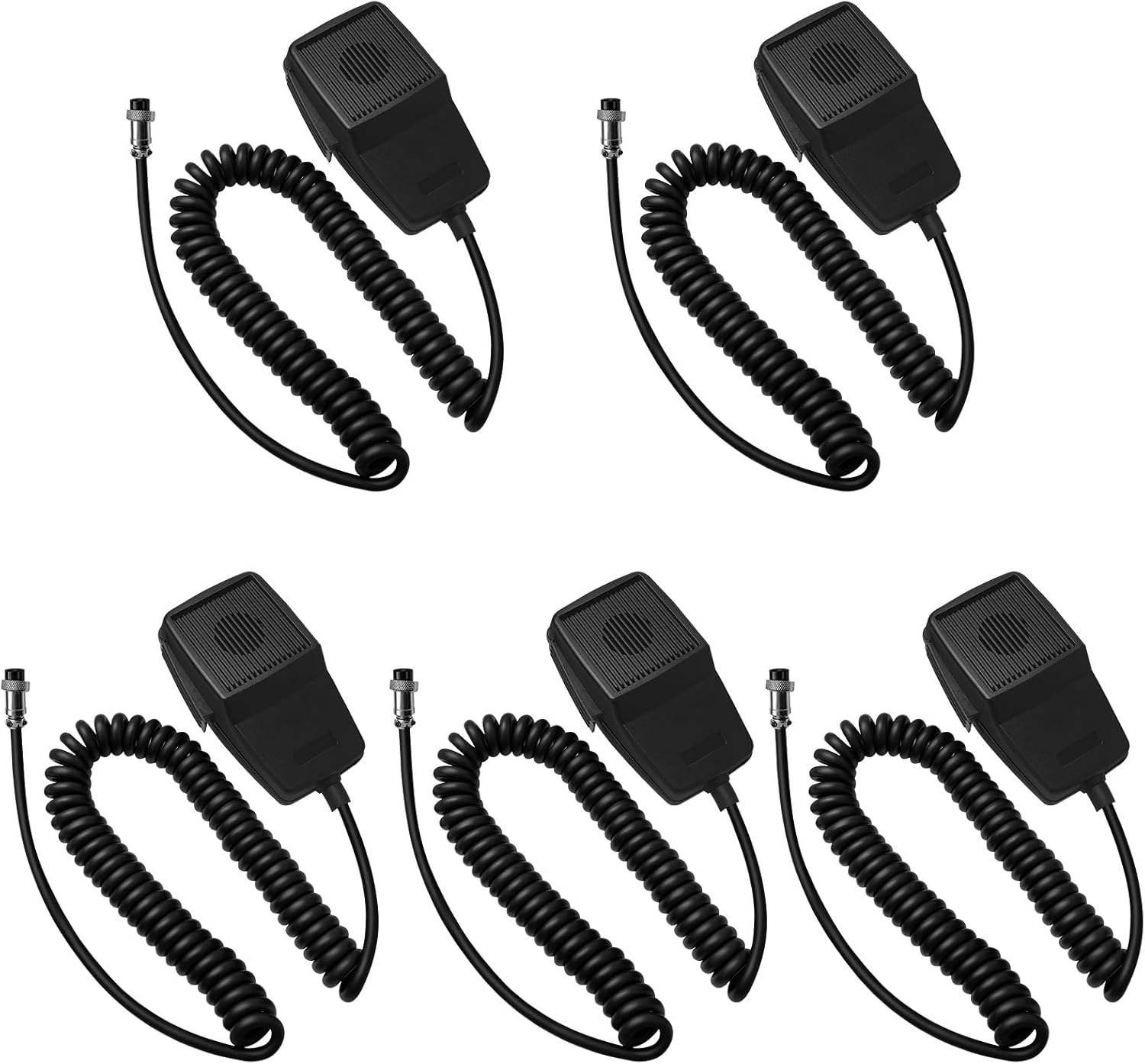 5 Pack 4-Pin CB Microphone with Heavy Duty Coiled Cord,Noise Canceling Dynamic CB Radio Mic Compatible with Cobra,for Uniden,for Workman,for Midland,for Galaxy