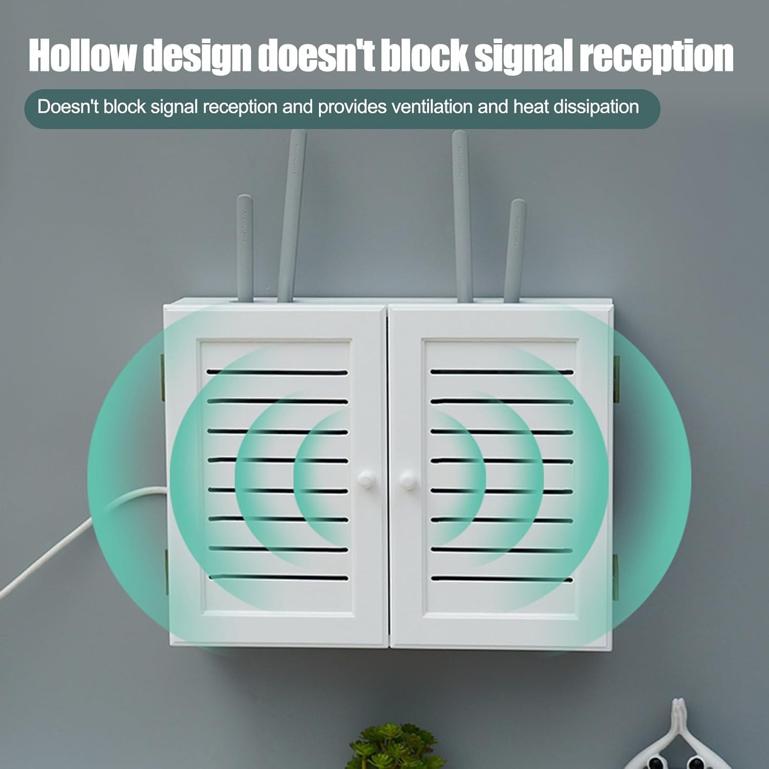 Wall Mount WiFi Router Box Blinds Decoration Floating Shelves Modem Cable Power Plug Wire Storage Boxes Desktop Storage Cabinet (White, 20.5x3.7x15in)