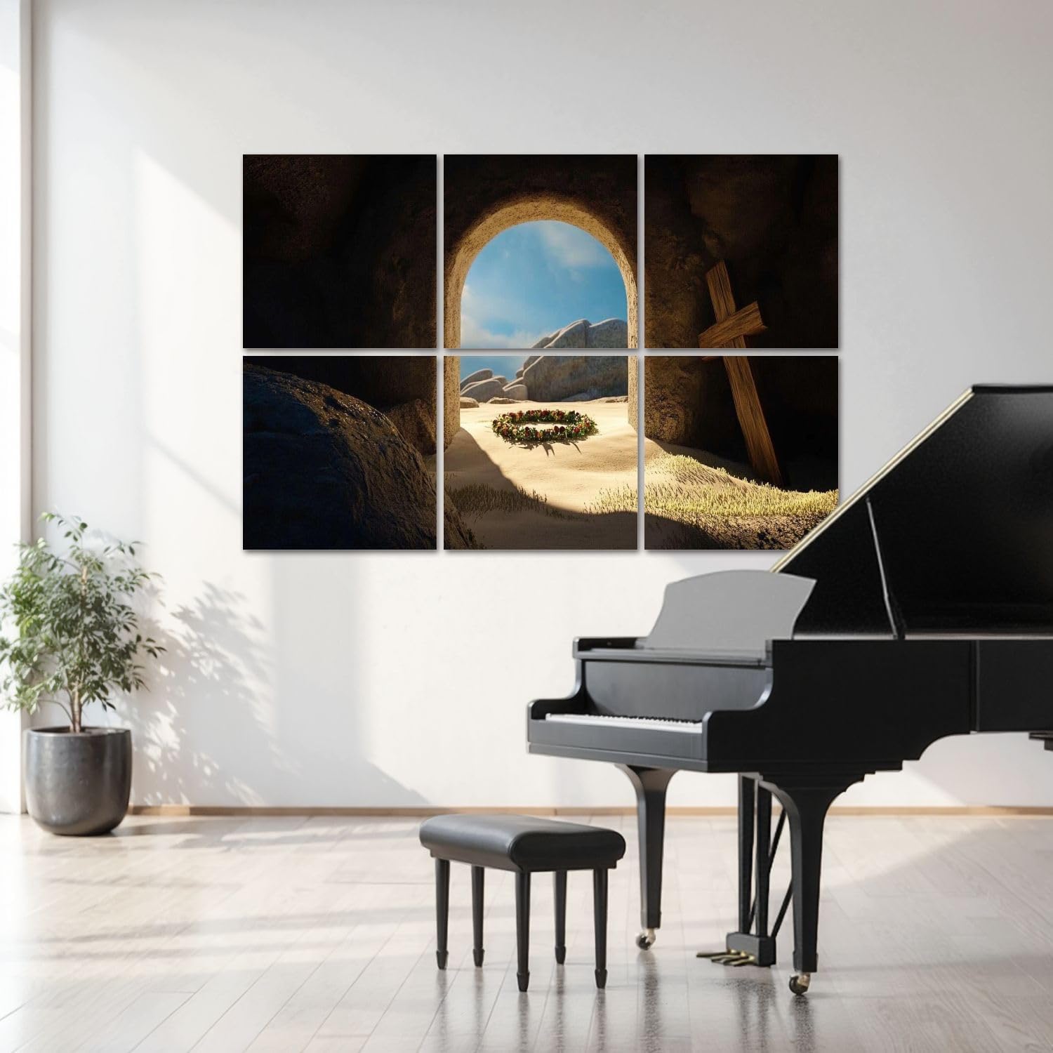 6 Pack Art Acoustic Panels Christ Bible from empty stone tomb is flooded light thrown Sound Absorbing Panel 48