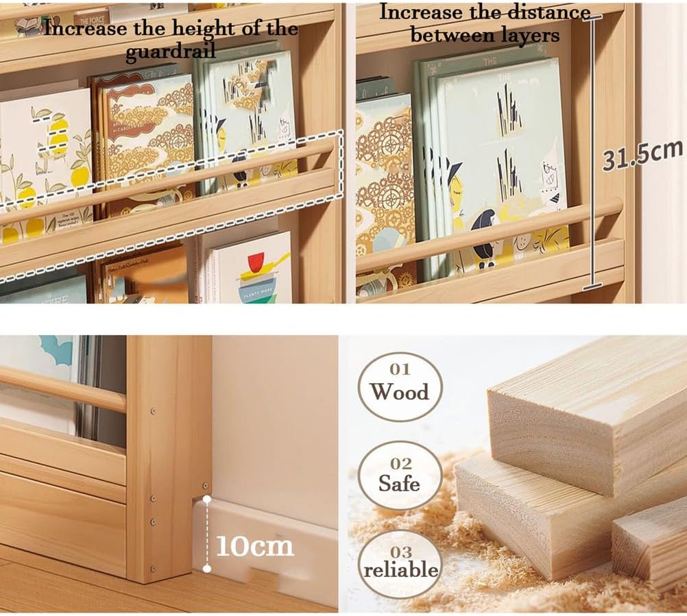 Wall Mount Narrow Book Shelf Behind The Door Bookshelf Solid Wood Bookcases with Open Display Shelves Behind The Door Storage Organizer for Toys and Books Space-Saving,80 * 10 * 178cm