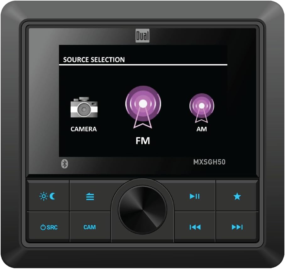 Dual Electronics MXSGH50 Marine Stereo Boat Radio | Gauge Hole Media Receiver with Bluetooth | 3.5
