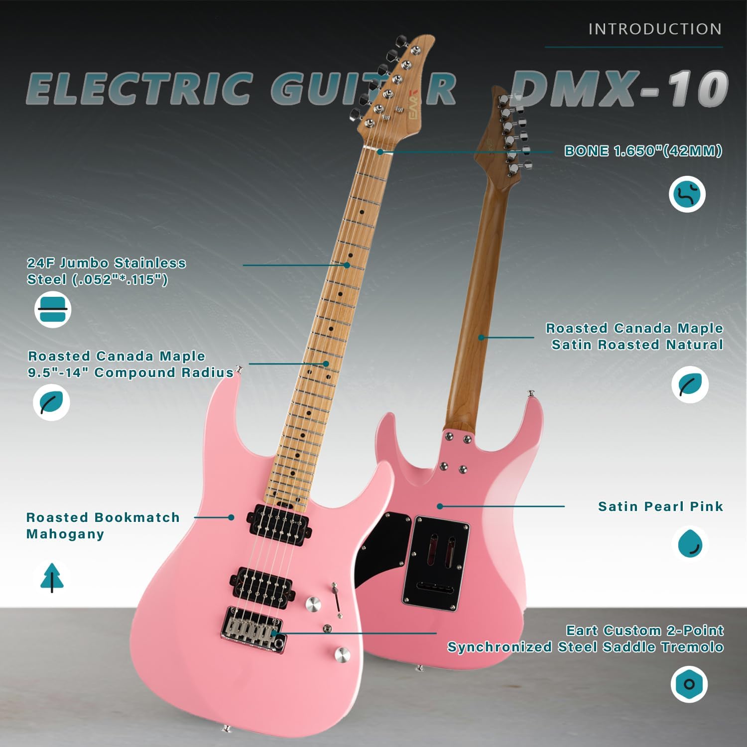 EART Guitars Roasted Maple Neck Stainless Steel Fret Floating Tremolo Ten Tones Fusion Electric Guitars