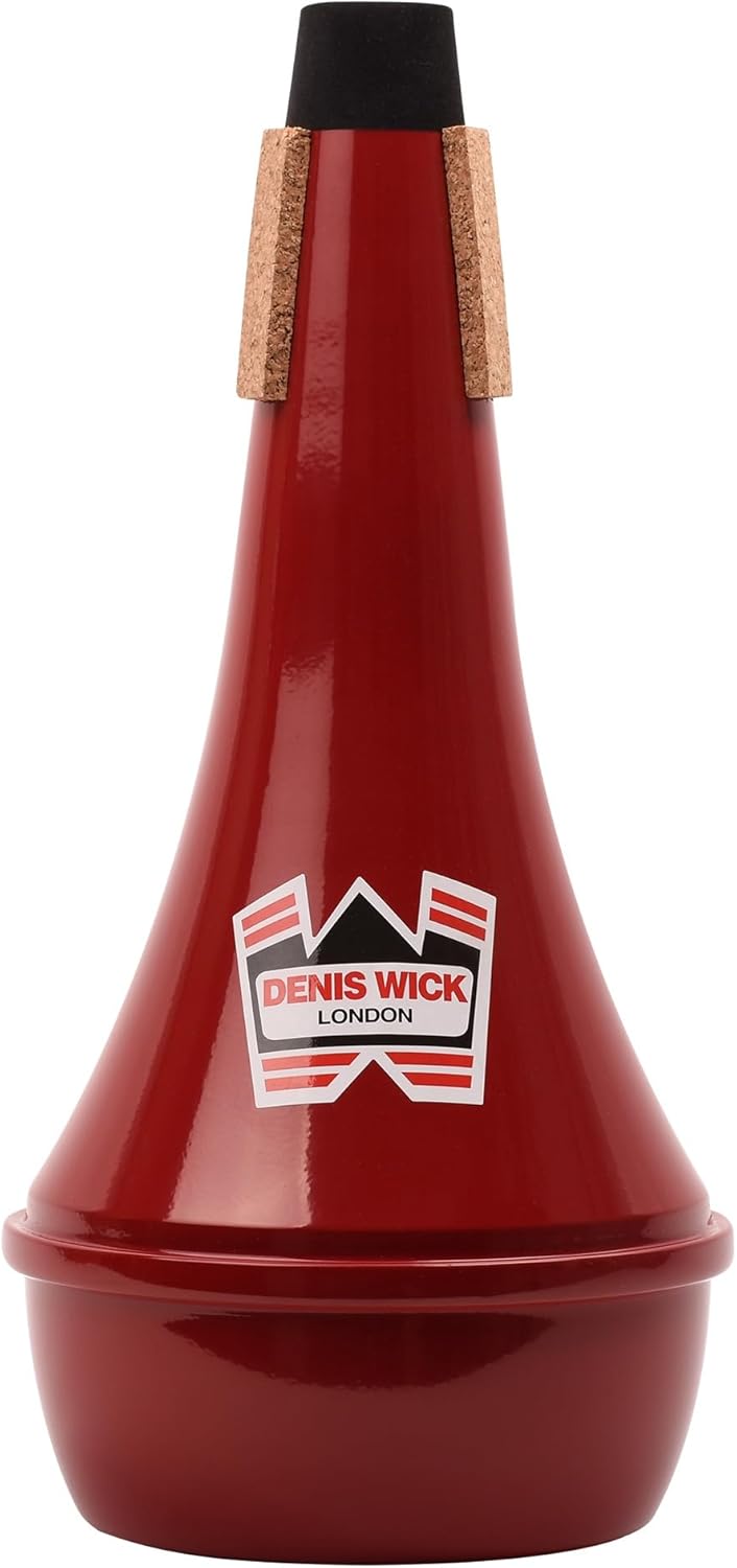 Denis Wick Straight Mute for Trombone with Red Pure Coat Finish, 5505R - Hand-Spun Aluminum Mute with Natural Cork, Extra Focus & Projection, Reliable Intonation & Tight-Bell Fit -5.4 x 5.4 x 11 In