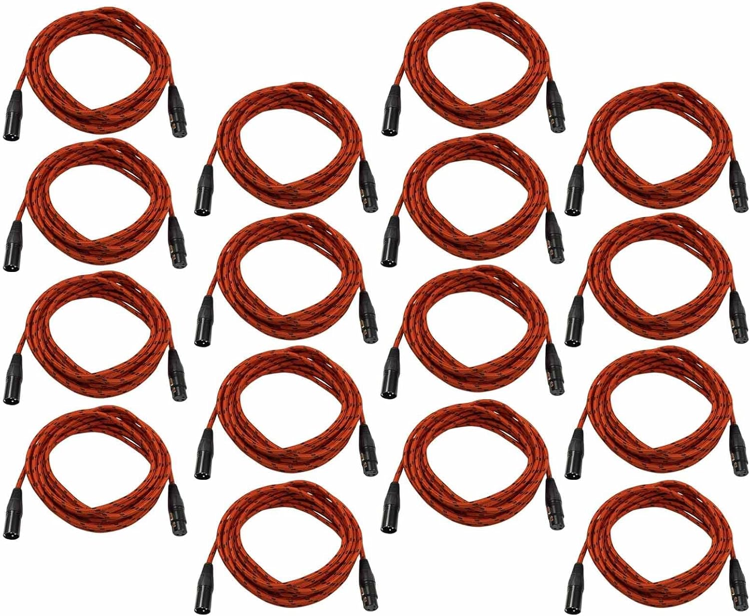 20 Foot 20' Female to Male XLR Microphone Mic Speaker Audio Cable Red 16 Pack
