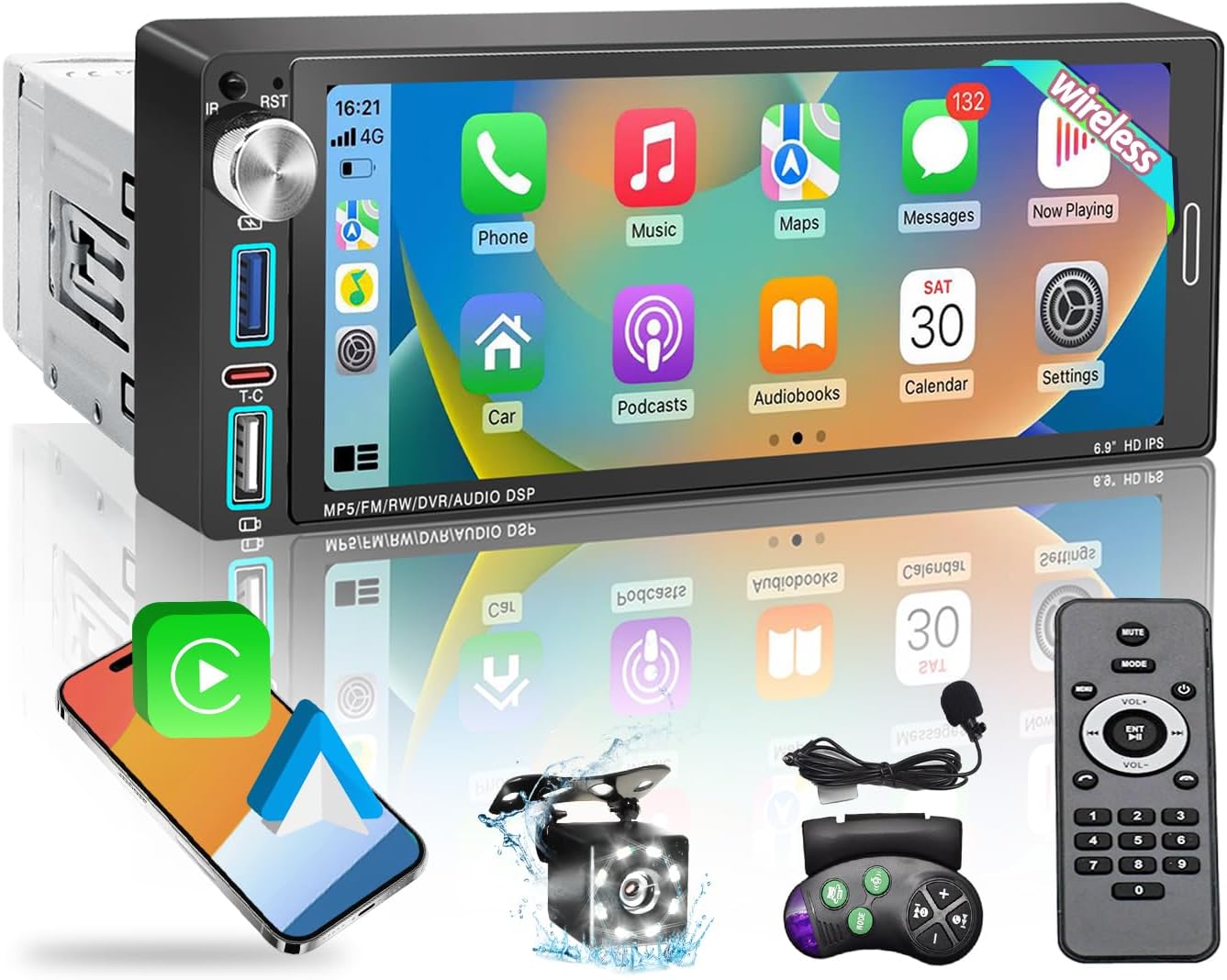 Single Din Car Stereo, 6.9