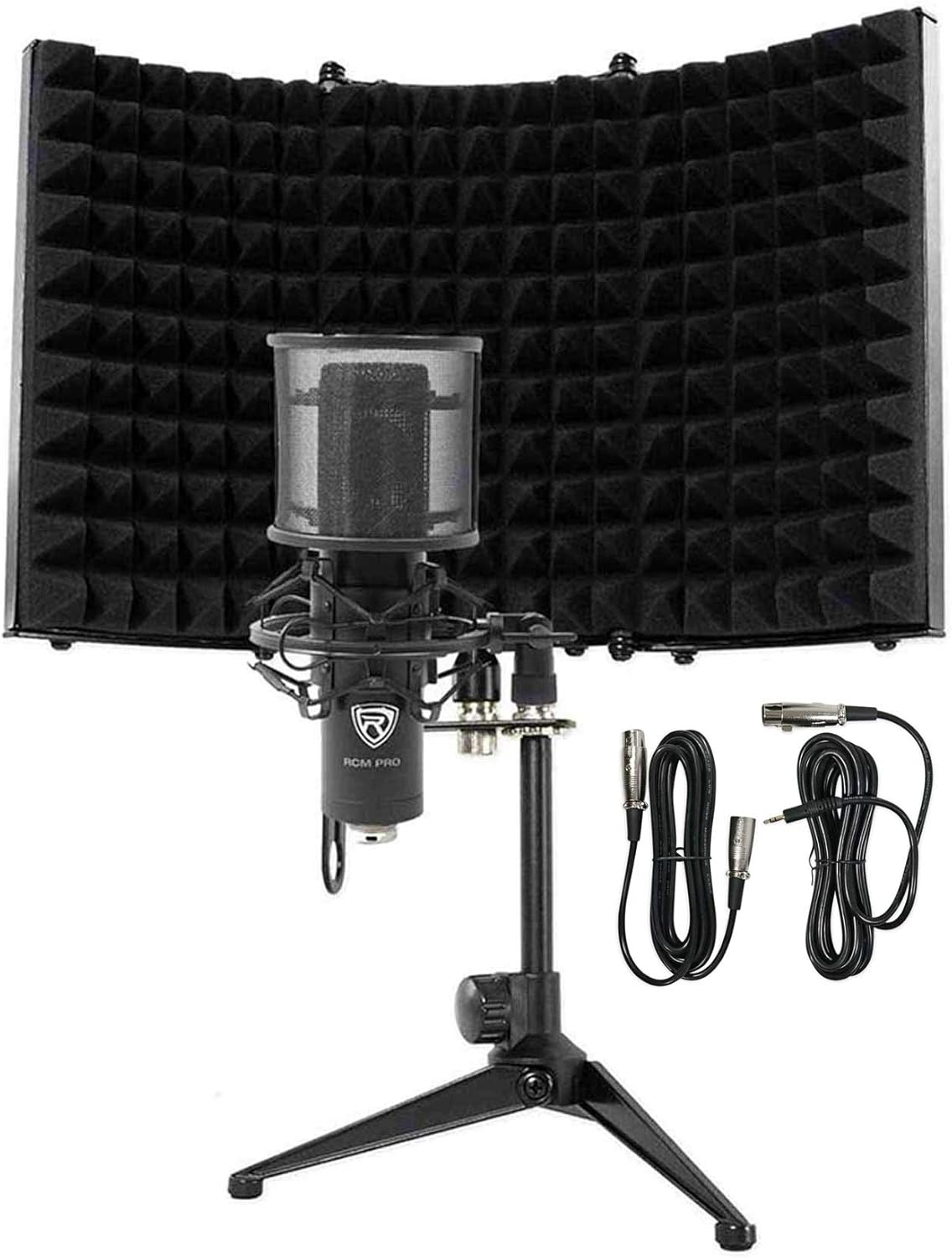 Rockville Bundle RCM PRO Studio/Recording Condenser Microphone Bundle RockShield 1 Studio Microphone Isolation Shield w/Sound Dampening Foam (2 Items)
