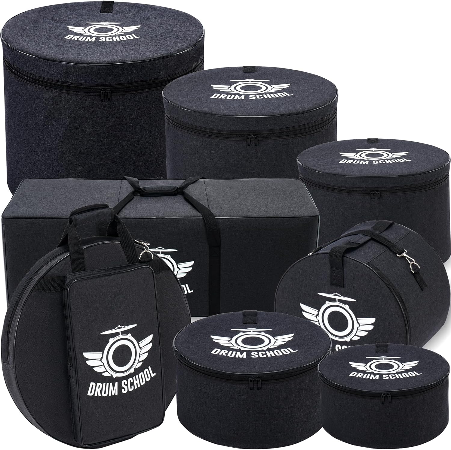 Drum Bag Set 8pcs, Drum Soft Cases with Shouder-strap for 10