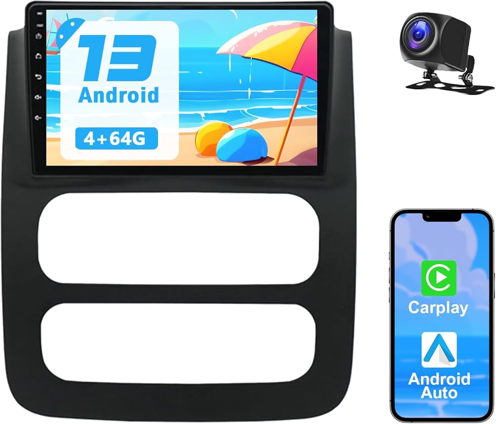 4+64G Car Stereo Radio for Dodge Ram 1500/2500/3500 2002-2005, 9 inch Touch Screen Car Radio with Wireless with CarPlay&Android Auto GPS Bluetooth SWC WiFi FM Backup Camera