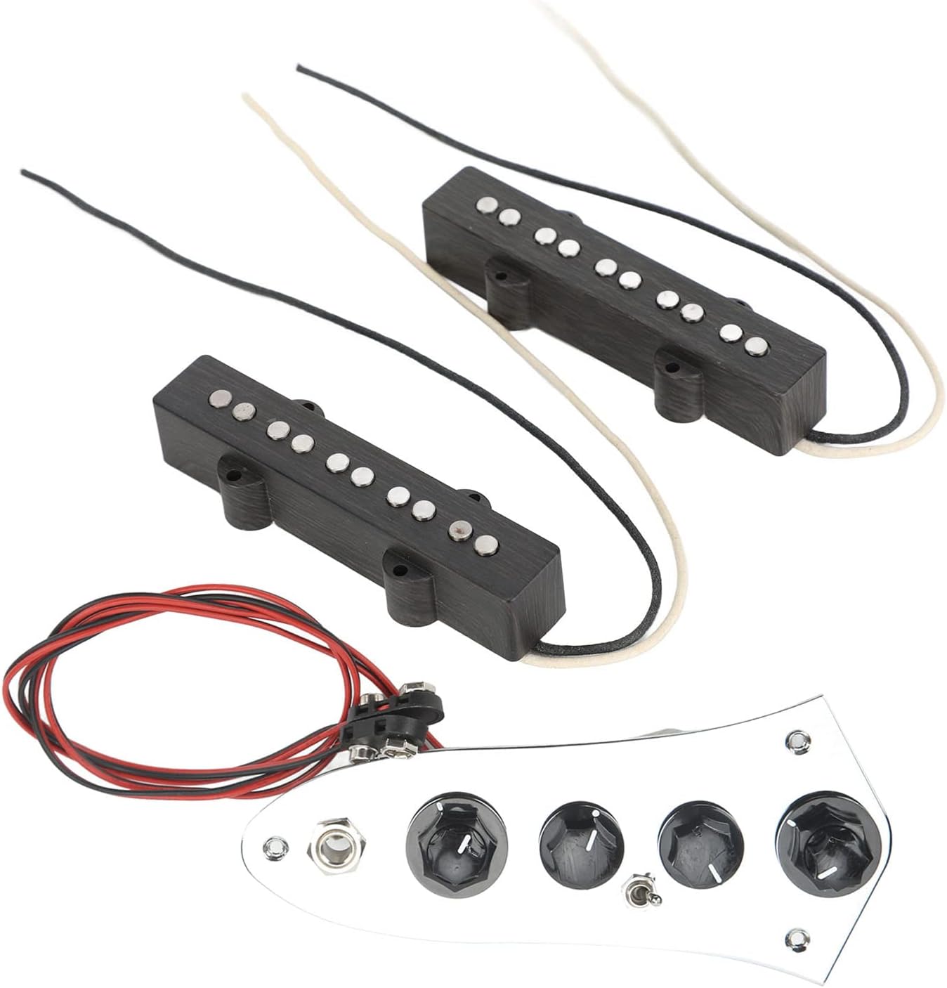 Guitar Bass Pickup Set for 5 String Jazz Bass - Metal & Plastic Wired Bass Control Board Kit - Noise Free, Easy Installation, Durable Upgrade Replacement for Musicians