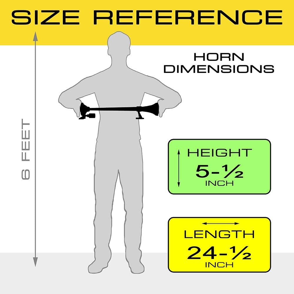 Vixen Horns Train Horn for Boat/Truck/Car. Air Horn Waterproof Chrome Plated Single Trumpet + Cover. Super Loud dB. Marine Grade Finish. Fits 12v/24v Vehicles like Semi/Pickup/Jeep/SUV VXH1264