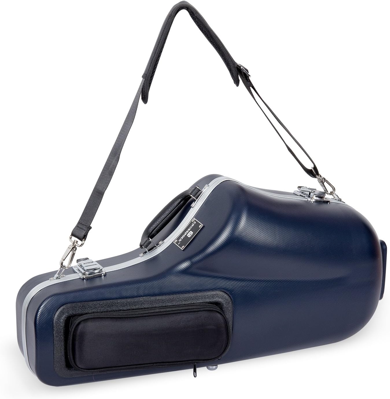 Crossrock Alto Saxophone Case, with Removable Shoulder Strap, Accessories Pocket, Locking Latch - Blue (CRA860ASBL)