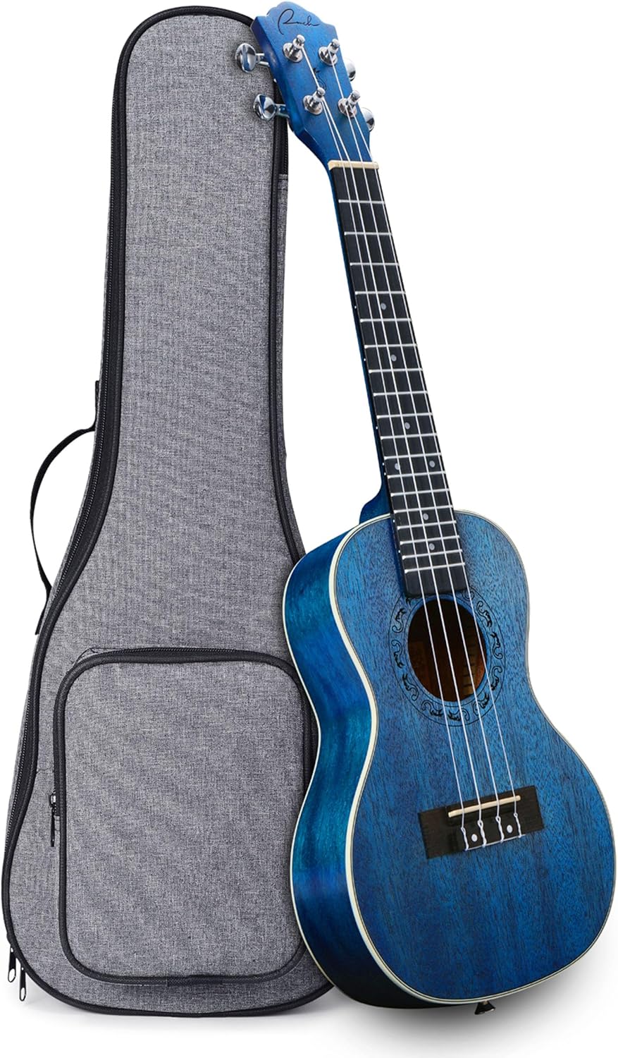 Concert Ukulele Ranch 23 inch Professional Wooden ukelele Instrument with Online 12 Lessons and Gig Bag - Small Hawaiian Guitar - Starry Blue