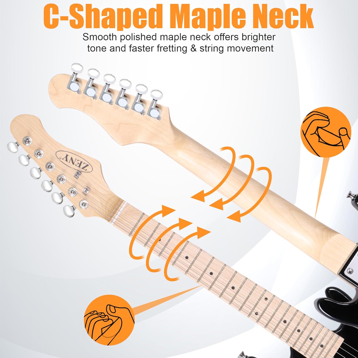 ZENY 30 inch Kids Electric Guitar with 5w Amp, Gig Bag, Strap, Cable, Strings and Picks Guitar Combo Accessory Kit (Black)