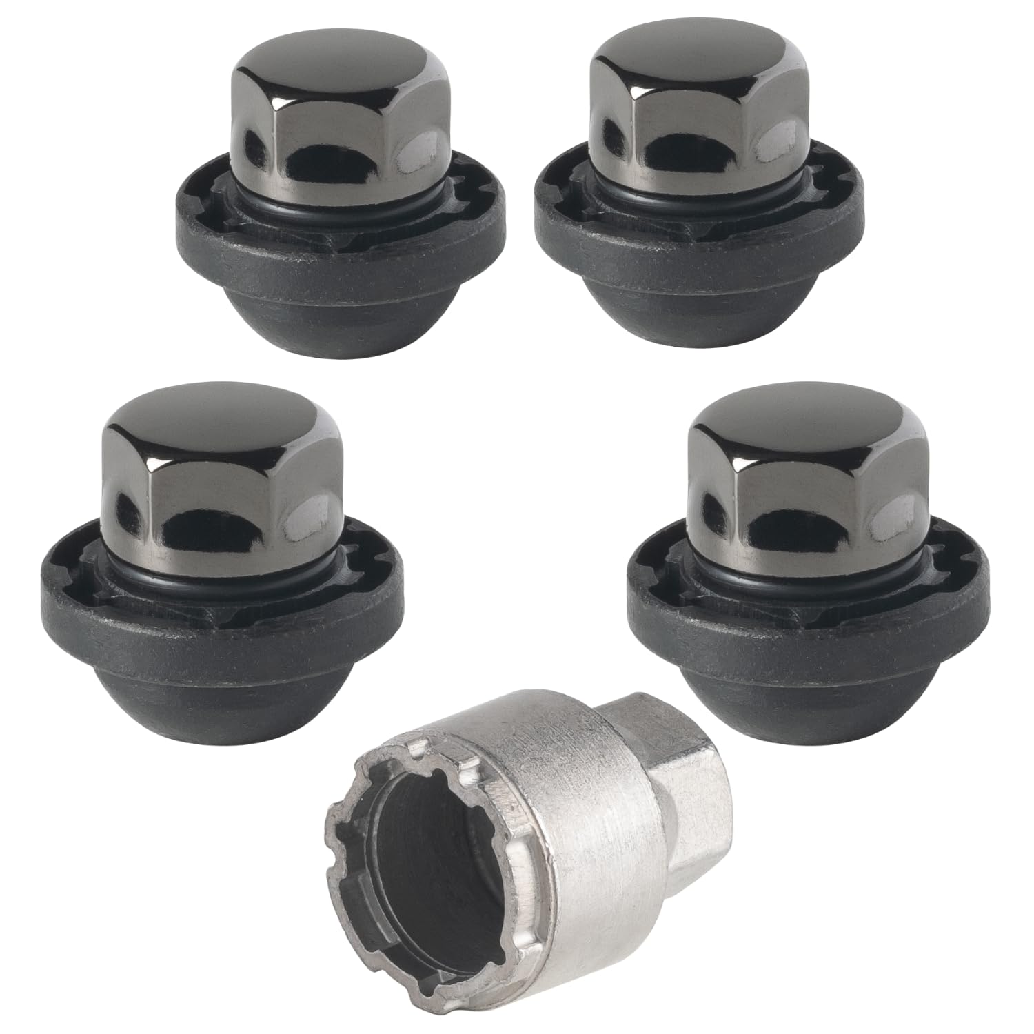 Farad GalaxyLock AC1C/MX Black Lug nut Wheel-Locks Kit Suitable for Acura Integra (M12 X 1.5 Thread Size) - Set of 4 Lug Nuts + 1 Key