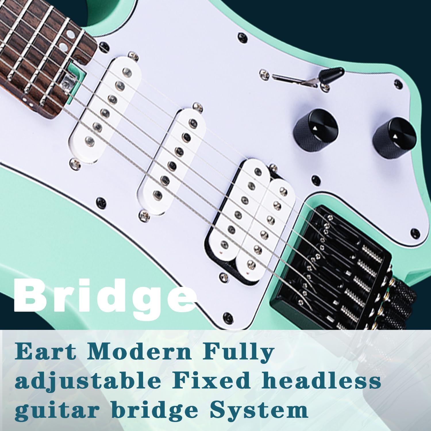 EART GW2P-SE Headless Electric Guitar, Solid Electric Guitar,Carbon-Roasted Hard Maple Neck Fully Adjustable Bridge, Satin Finish