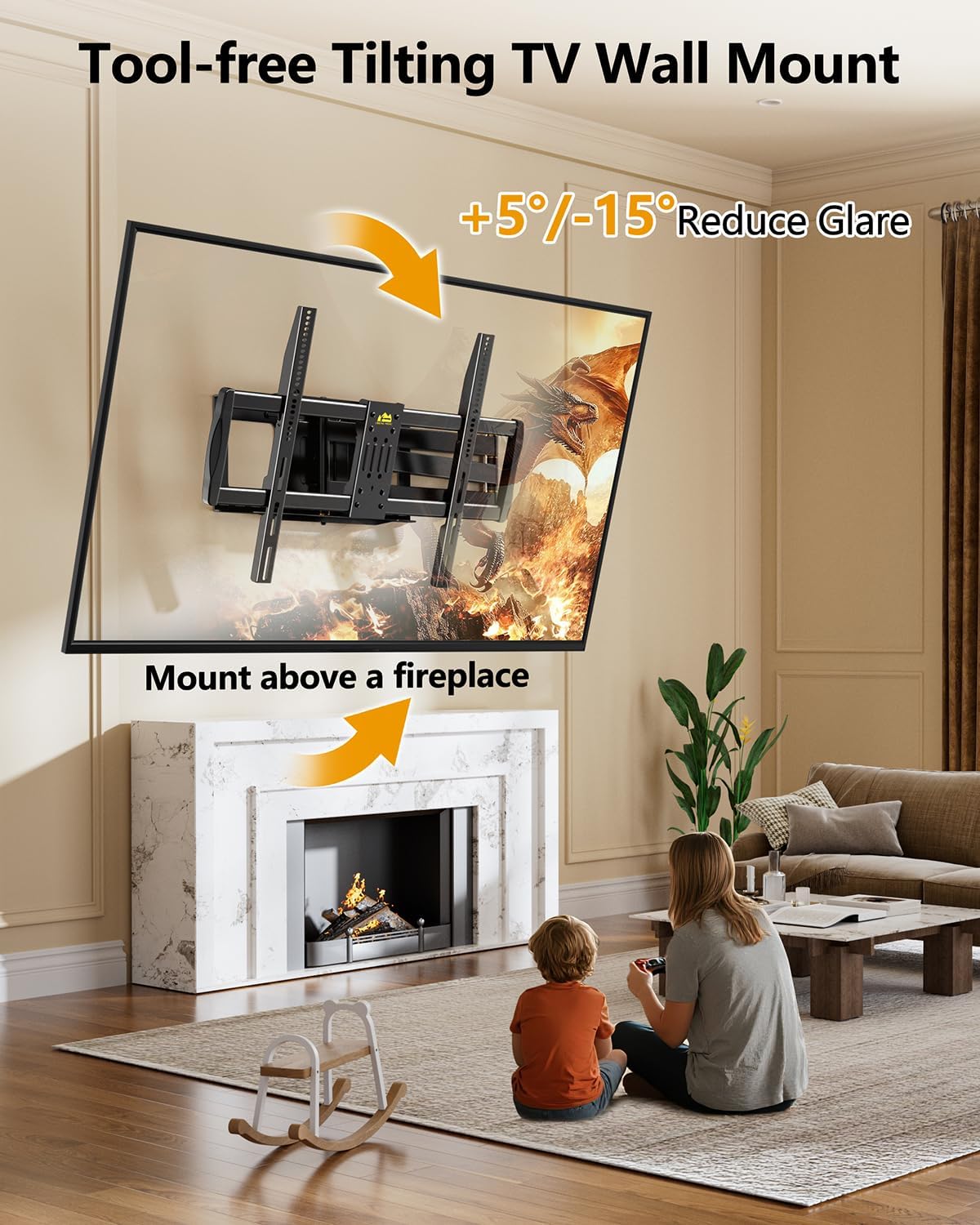 FORGING MOUNT 43–110 inch Long Arm Full Motion TV Wall Mount Holds 176 lbs, VESA 900x600mm, 42.8″ Long Extension for Screen Centered on Living Room,Heavy Duty TV Mount, Tilt, Fits 12″/16″/24″ Studs,
