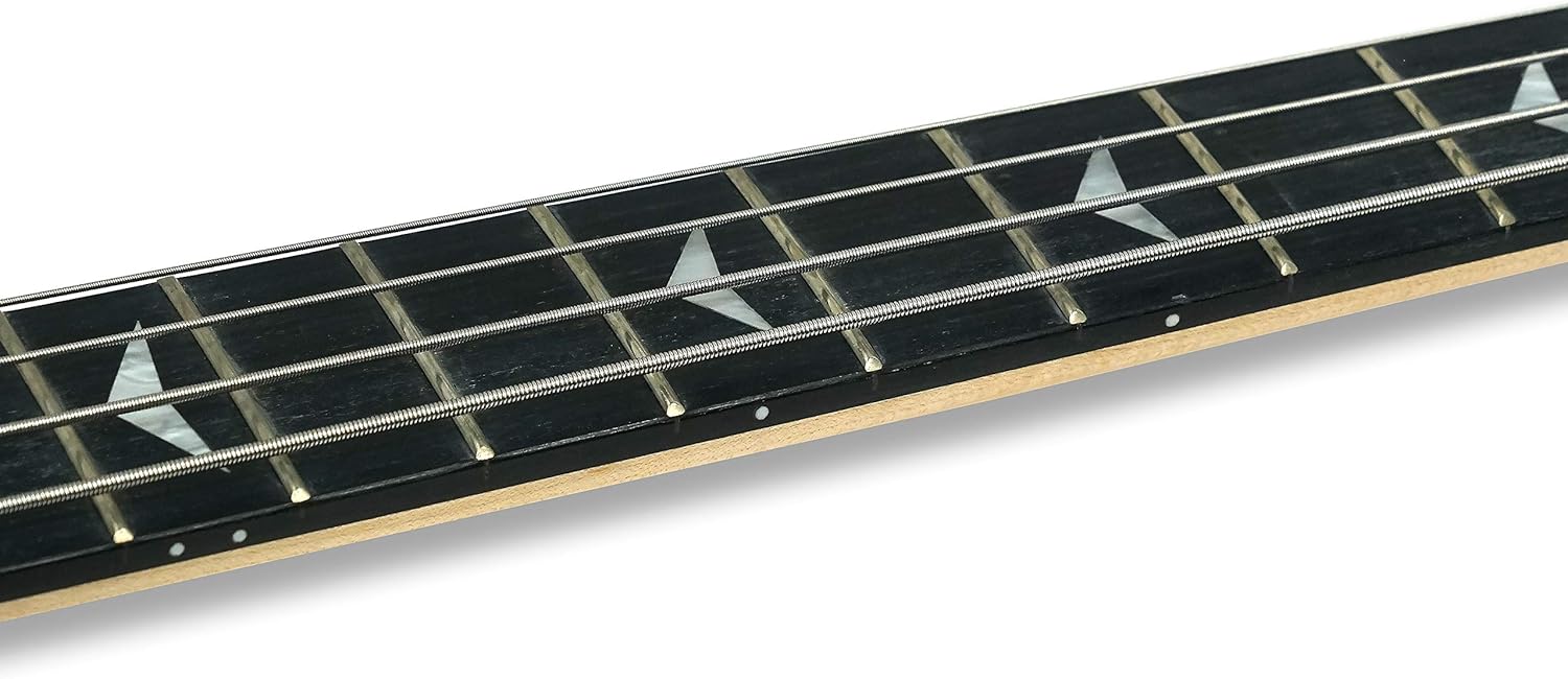 Tario Left-handed 4 String Black Electric Bass, Bolt-on Maple Neck, Poplar Body