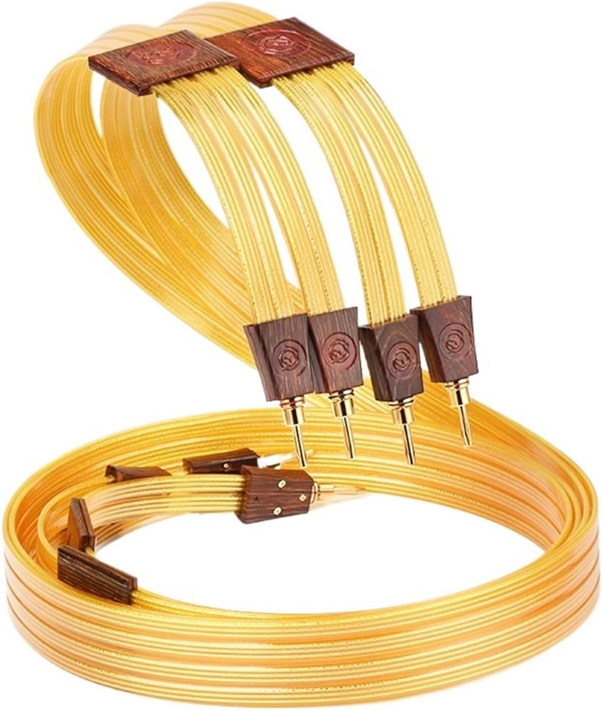 One Pair Hi-end HiFi Speaker Cable OCC Silver Plated Falt Loudspeaker Wire Banana Plug and Y Spade Plug Audio Audiophile Cable(3.5m)