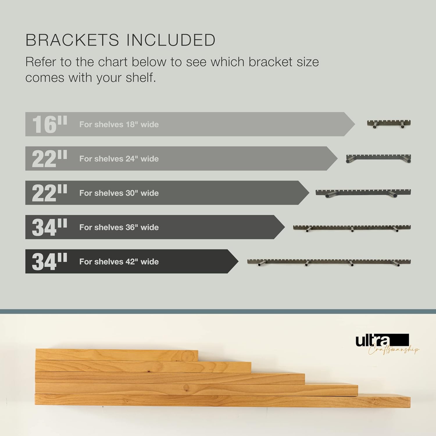 UltraShelf Solid Wood Floating Shelf for Wall Decor, Alder, 24