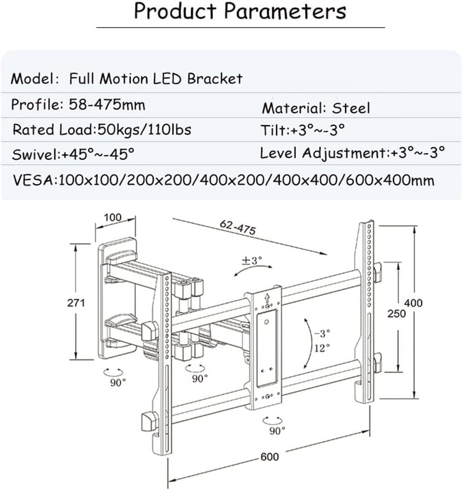 TV Wall Bracket, TV Wall Mount, Wall Mounted TV Stand LCD Screen Support Suitable