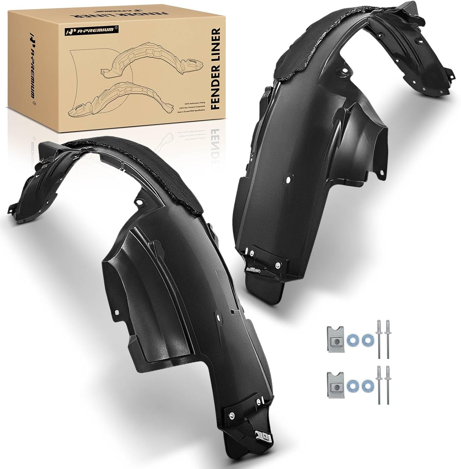 A-Premium Pair Front Inner Fenders Liner Splash Shield Set with Clips & Insulation Foam - Compatible with Honda CR-V CRV 2010-2011 - Factory Fresh (PE), Not Refurbished or Recycled