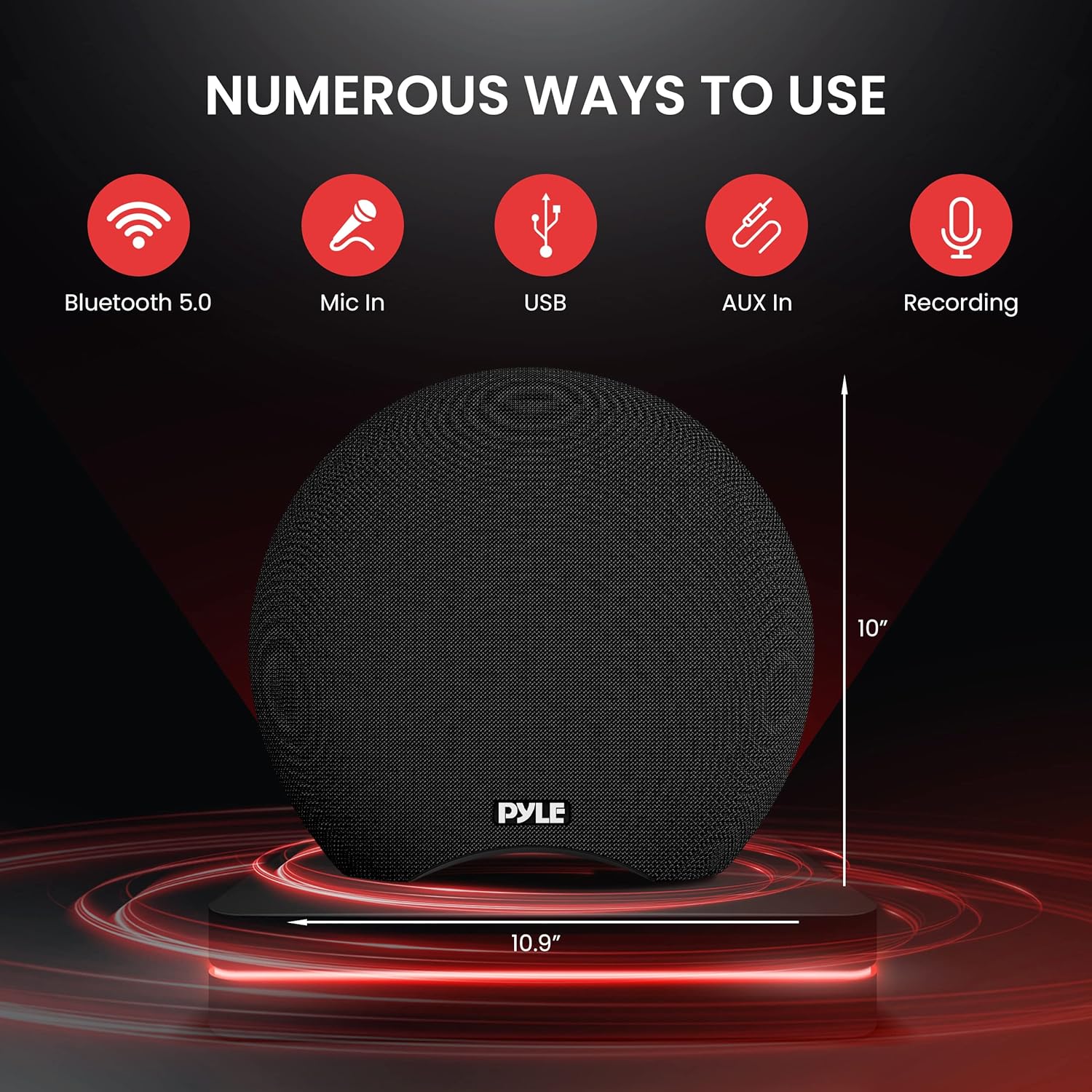 Pyle Waterproof Battery Powered Karaoke Speaker with Wireless Microphone - Bluetooth Compatible - Ideal for Parties, Compact Yet Powerful Sound - 3.5mm Aux & 6.5mm USB Input Rechargeable Batteries