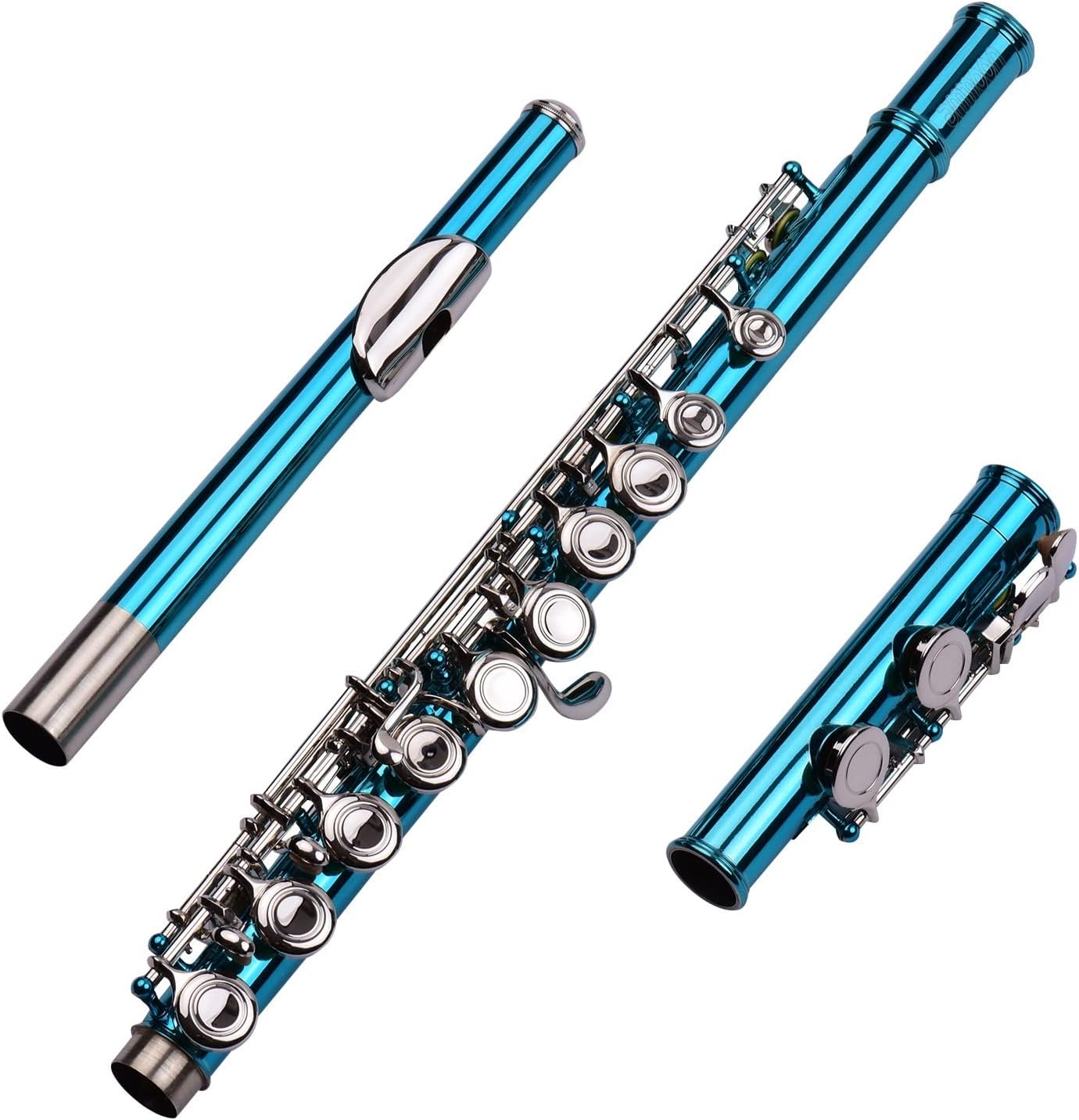 Flute Kit Closed Hole C Flute 16 Keys Cupronickel Nickel-Plated Wind Instrument with Carry Case Flute Stand Gloves Cleaning Cloth Intermediate Flute (Color : Purple)