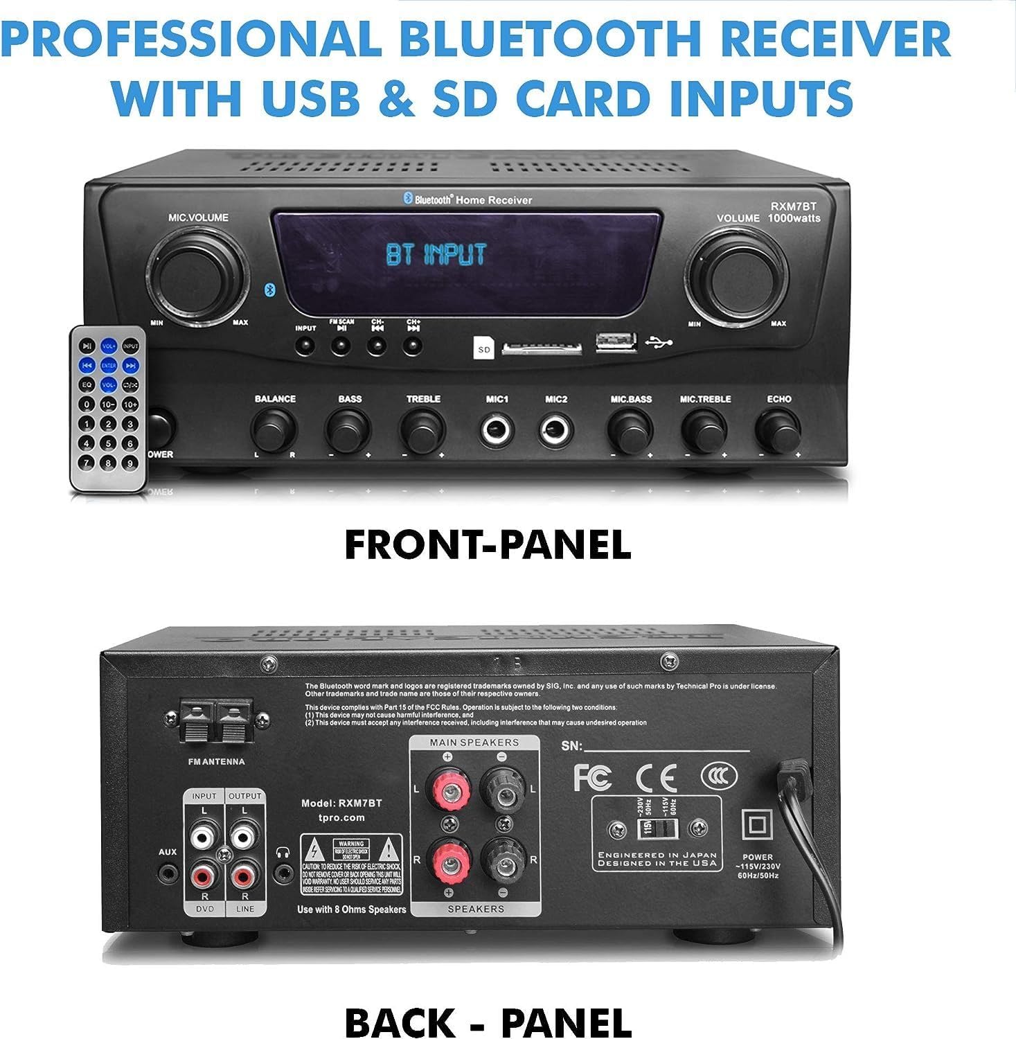 Home Theater System Kit 1000 Watts Bluetooth Receiver w/ 6 Qty 5.25