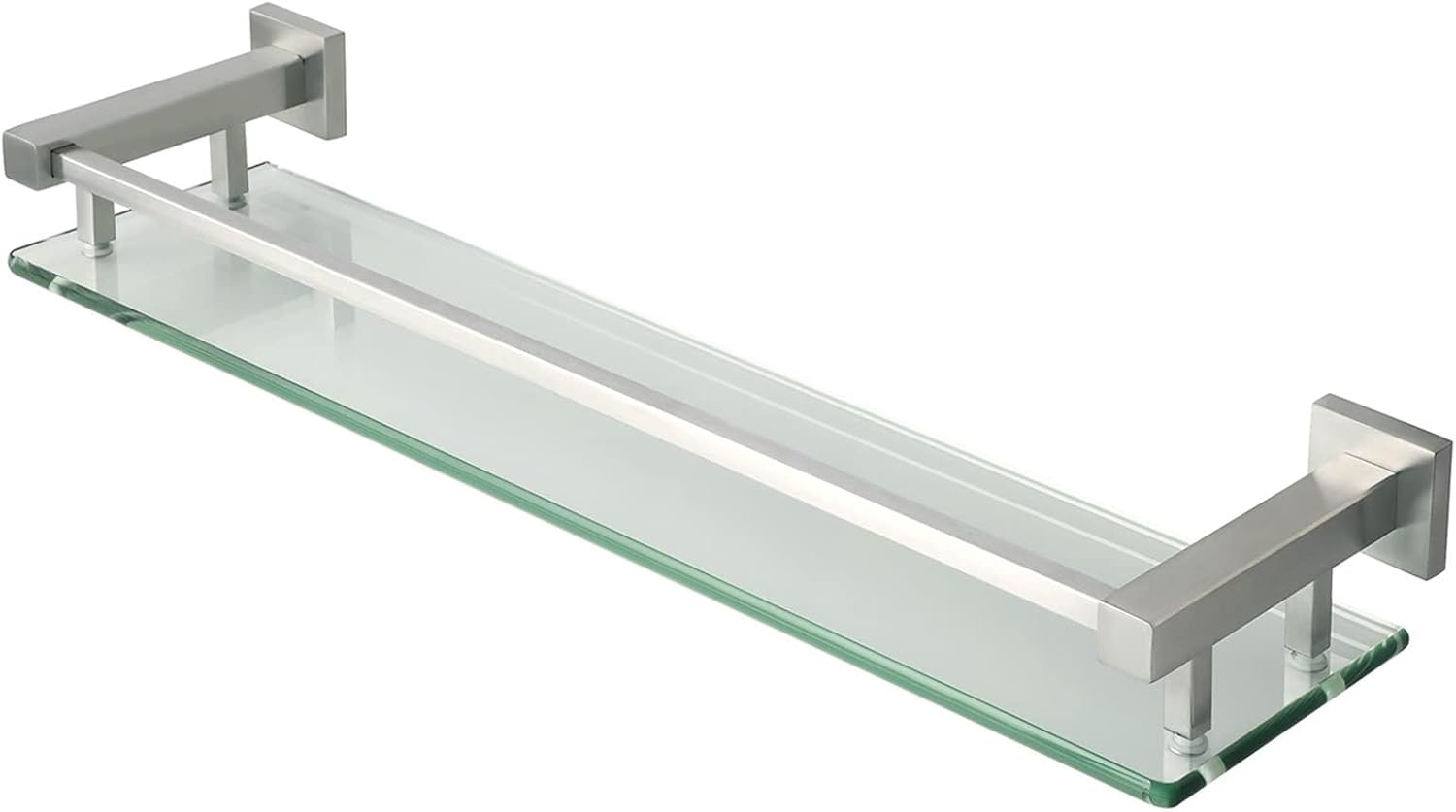HASMI Bathroom Shelf 19.6in Bathroom Glass Shelf Aluminum Tempered Glass Thick Rectangular Storage Organizer Wall Mount 1 Tier Glass Floating Shelves Floating Shelves (Color : Brushed Nickel)