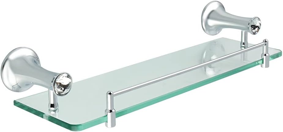 Shower Caddy 40cm Bathroom Glass Shelf, Bath Shower Glass Holder, Stainless Steel Storage Rack, Wall Mount Shelf Bathroom Accessories Bathroom Organizer (Color : Polished Finished)