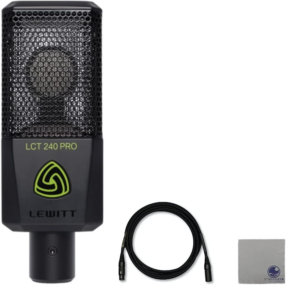 StreamEye Lewitt LCT-240 Pro Cardioid Condenser Microphone with Professional Grade XLR Cable Polishing Cloth