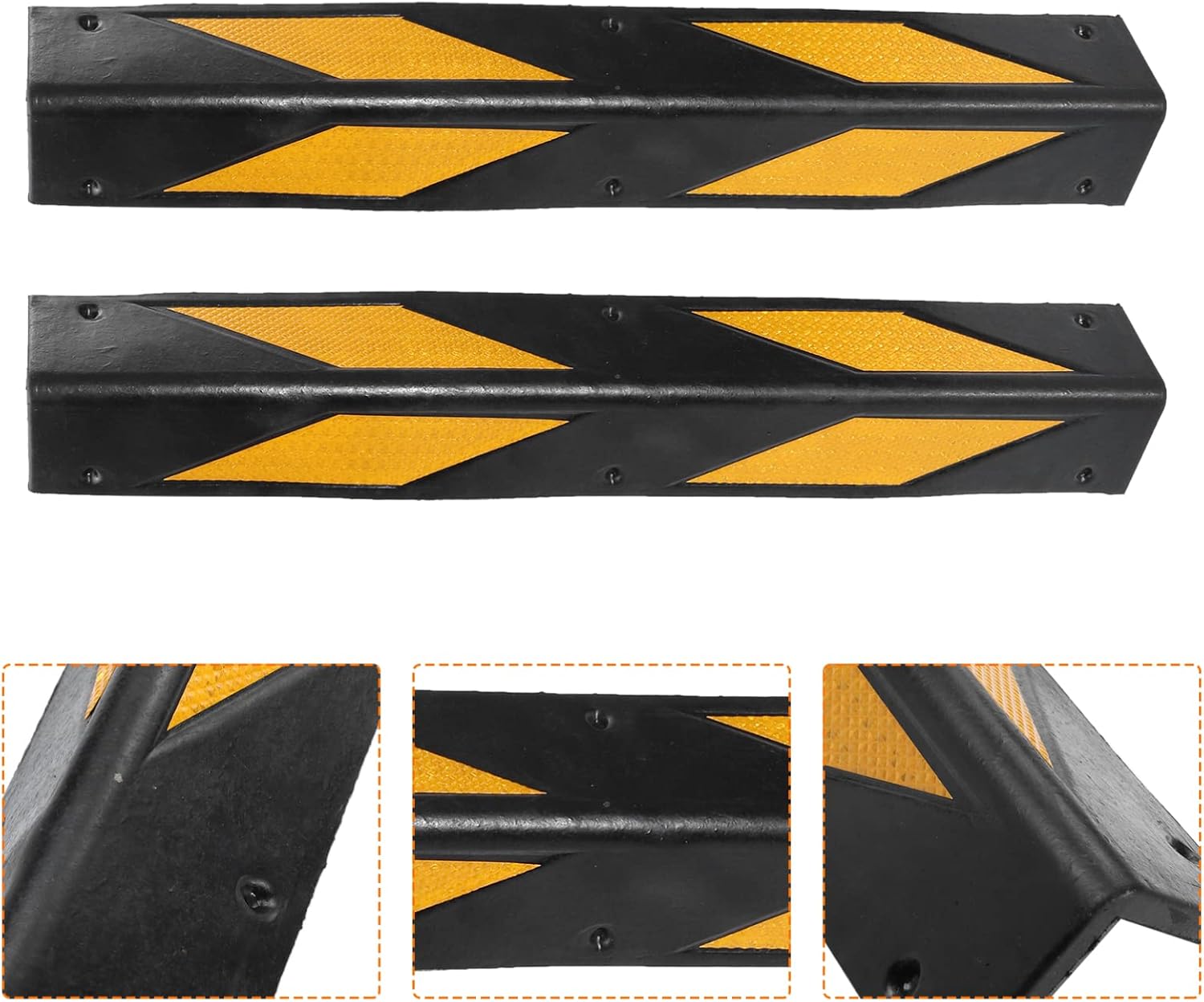 2pcs Edge Protector Strip Rubber Corner Guards for Parking Garages Reflective Wall Guards for Garage Walls