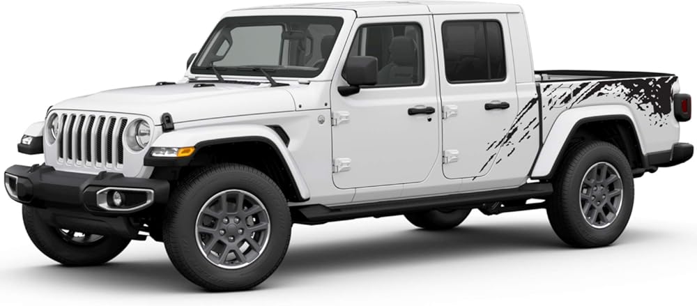Decal Sticker Vinyl Splash Compatible with Jeep Gladiator jt 2019-2023 Overland Model Black