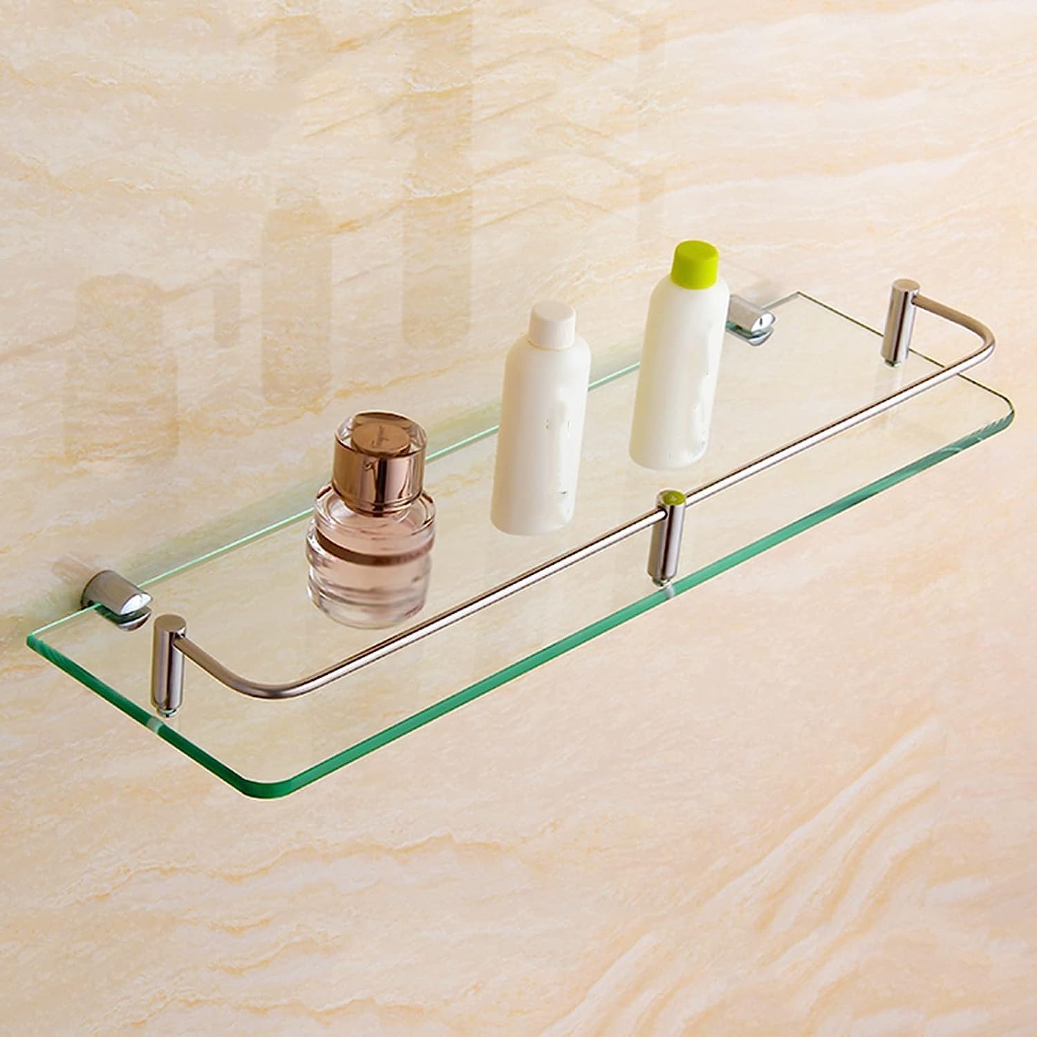 Xzeit Shower Shelves,Corner Shower Caddy, Wall Mount Stainless Steel Tempered Glass Rack, Shower Caddy ShelfShampoo Holder Organizer, Silver (Size : 60cm/23.6in) (Size : 60 (Size : 40cm/15.7in)