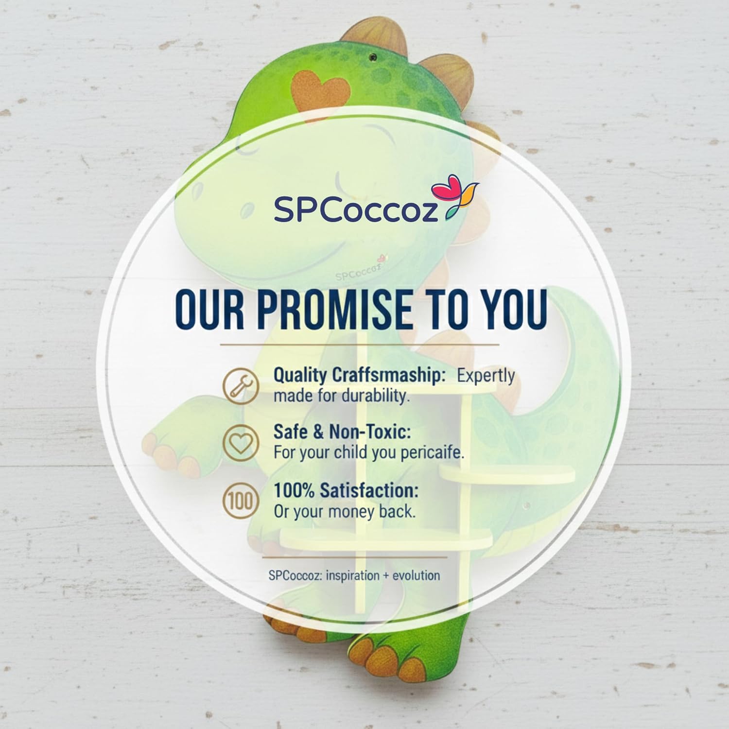 Shelves for Kids Room – Wall Mounted Nursery Bookshelf Set for Baby or Toddler, Wooden Display Ledge for Children’s Books, Nursery Wall Decor Storage Rack (Dinosaur, Small) (Dinosaur, Small)