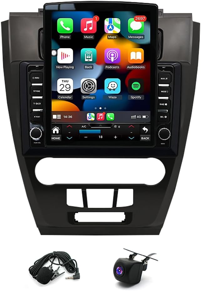 4+64G Double Din Car Stereo for Ford Mondeo 2010-2012 with Wireless CarPlay and Android Auto, 9.7 Inch IPS Touchscreen Android 15 Car Radio Support Bluetooth WiFi GPS SWC FM RDS